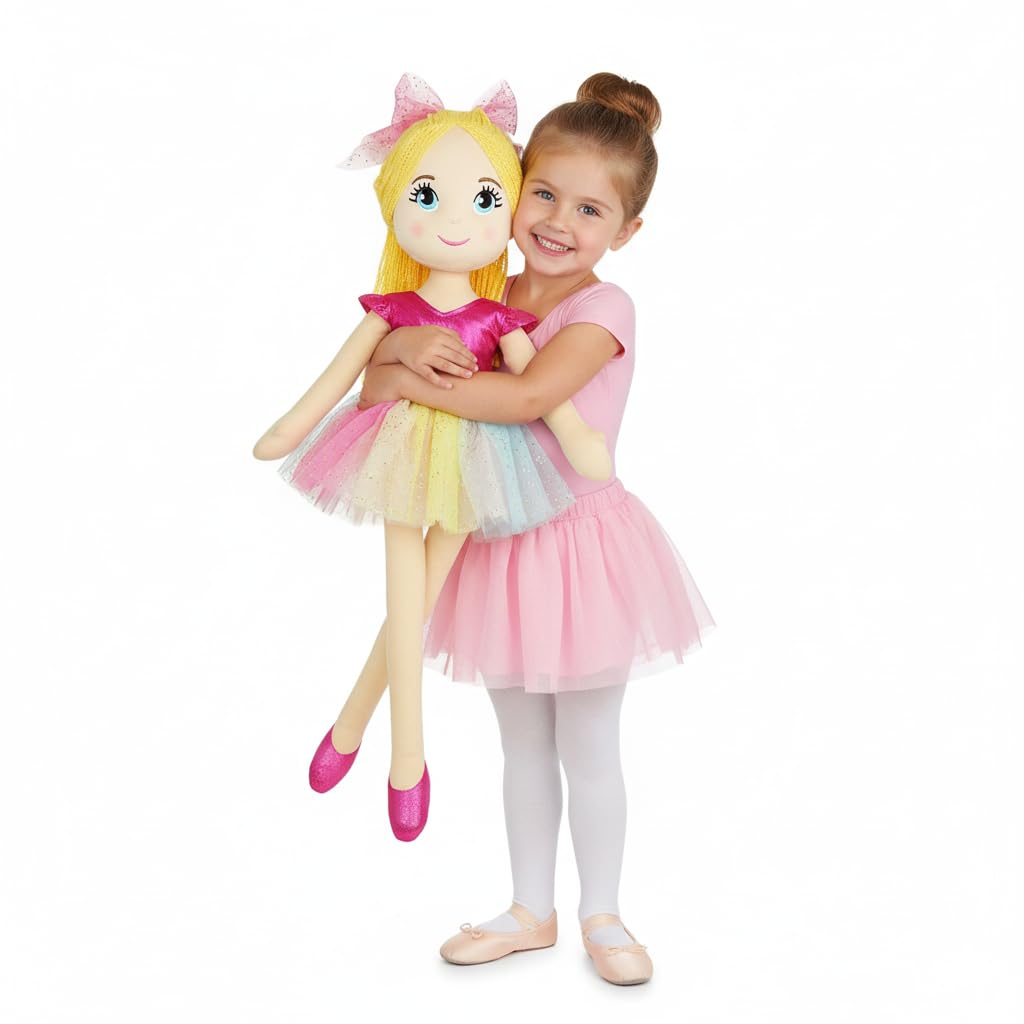 Lullaberry 80cm XL Ballerina Princess Polina - Stuffed Plush Life Size Soft Doll - Pink Outfit - Gift for Toddlers and Little Girls
