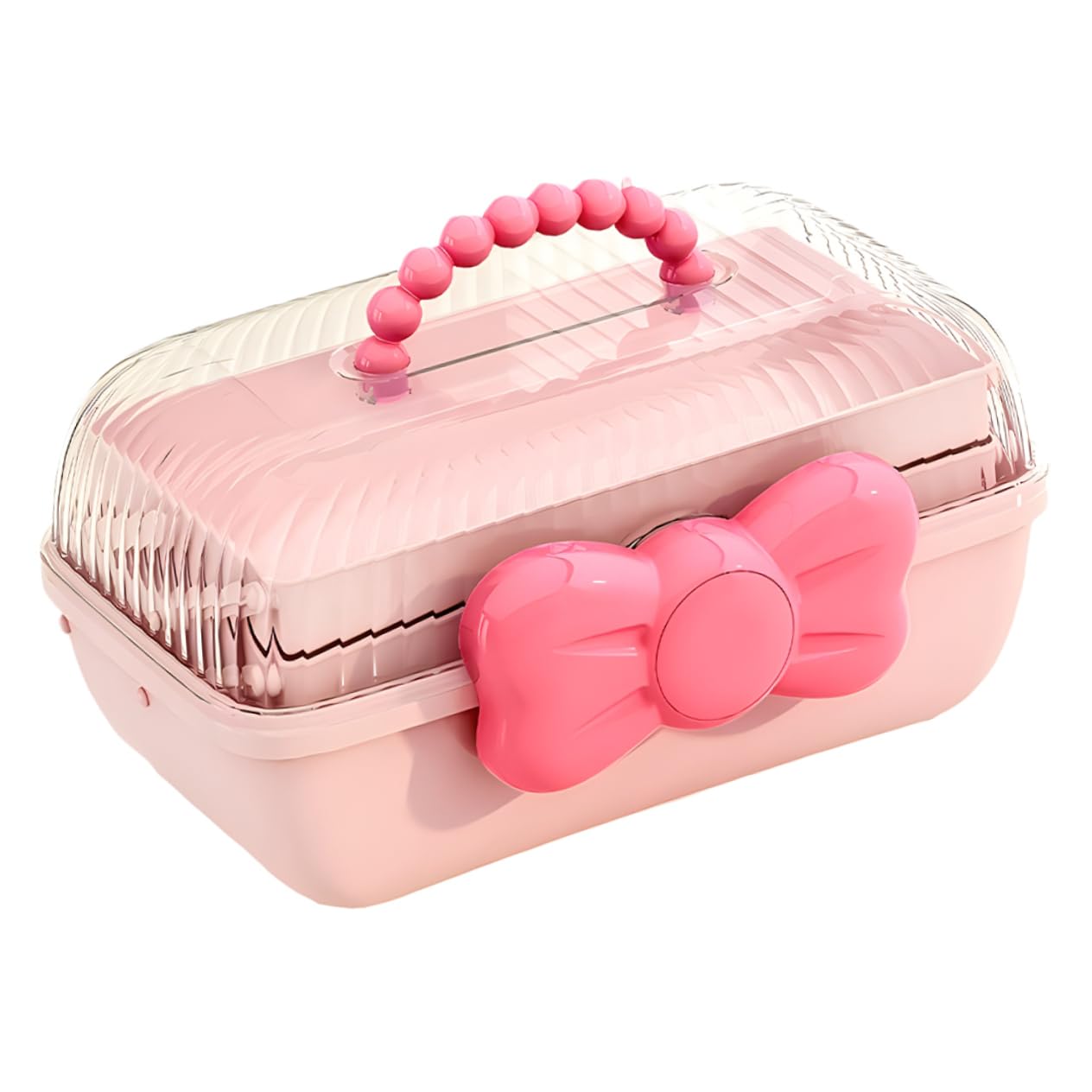 SOLUSTRE 2 Stück Süße Schleife Mädchen Schmuck Aufbewahrungsbox Tragbar Tragbar Haarband Haarspange Kopf Blume Mehrschichtiges Fach Schmuckschatulle Rosa Haarschleife Mädchen Haarschmuck