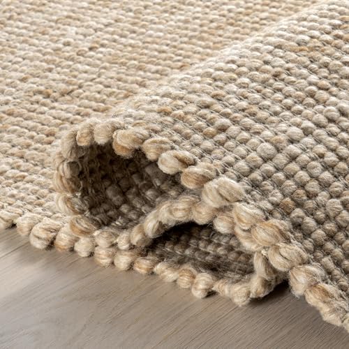 Image of Nuloom Palisades Beige Solid Flatweave Area Rug, 10' x 14' | Nuloom Palisades Solid 10' x 14' Wool Area Rug for Living Room Bedroom Dining Room, Beige