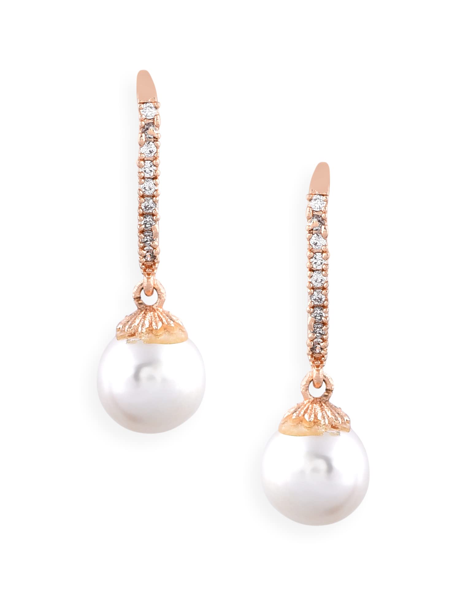 Zaveri Pearls Rose Gold Cubic Zirconia & Pearl Drop Earring For Women-ZPFK10720 (B0B3XNGTXK) Amazon Price History, Amazon Price Tracker