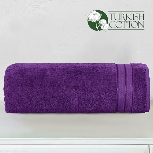 Image of Elegant Comfort Three Line Popcorn Towel Set for Bathroom 35 x 70 inches, Premium Hotel Quality 1-Pack Jumbo Towels, 100% Turkish Cotton, Soft and Durable, Quick Dry and Highly Absorbent, Purple