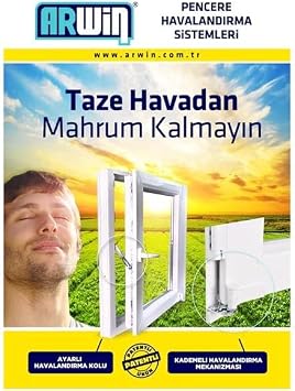 EYMEN YAPI Arwin Sağ Açılım Pencere Kademeli Havalandırma Kolu, PVC Kilidi, Metalik