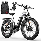 Seemoon 3000W Dual Motor Electric Bike for Adluts,52V 20Ah 26" Fat Tire Fast Ebike,Max 38 mph, up to 105 Miles, Hydraulic Brakes, Step-Through Design, Off-Road Mountain Hunting AWD Ebike (Black)