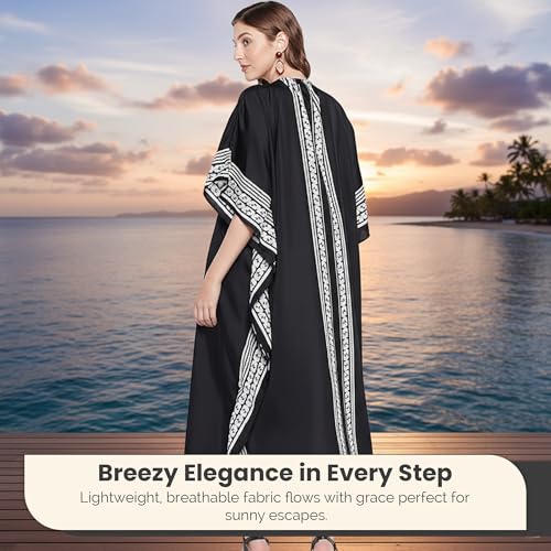 Image of Oussum Plus Size Kaftan Dresses for Women, Polyester Summer Caftan Cover Up Maxi Beach Dress, 1X-3X