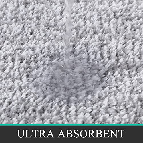 Pauwer Bathroom Rug Set 3 Piece, Non-Slip Absorbent Bath Mats, Microfiber Soft Bathroom Mat, Absorbent Plush Shaggy Bath Mats Carpets Includes U-Shaped Toilet Mat For Bath Floor, Shower, Light Grey #TOP3
