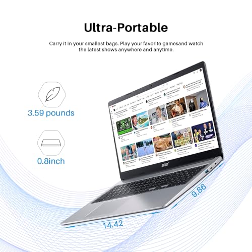 Image of acer 2024 Chromebook 315 Laptop, 15.6 inch HD Display, Intel Celeron N4020, 4GB RAM, 64GB eMMC, Intel UHD Graphics,Long Battery Life, WiFi, Bluetooth, Chrome OS