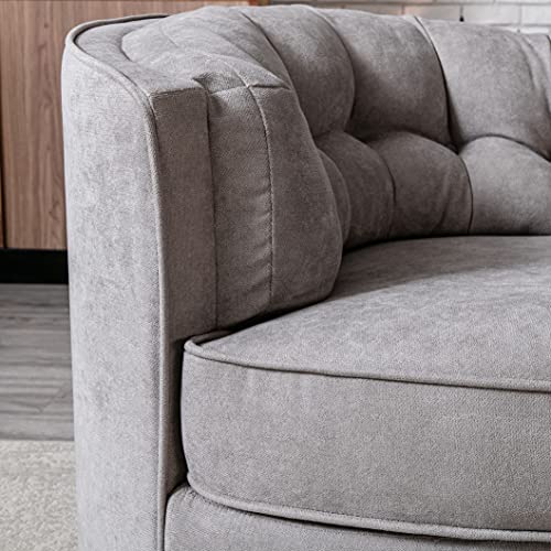 Merax 33” Wide Swivel Barrel Chair Comfy Tufted Back Accent Round Armchair For Living Room, Bedroom, Hotel, Set Of 1, Warm Grey #TOP5
