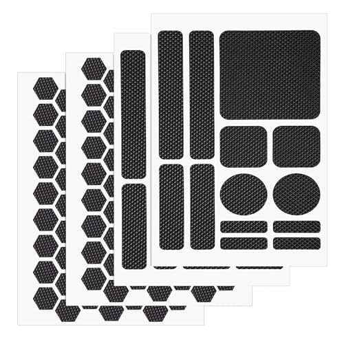 Gosknor 4stk Handy-Griffbänder, Sechseckige und Runde Anti-Rutsch-Griffbandaufkleber Handyhüllen Wasserdichte Telefon-Griffband Vorgeschnittene Streifen Zubehör Handy-Controller Maus Laptop(Schwarz)