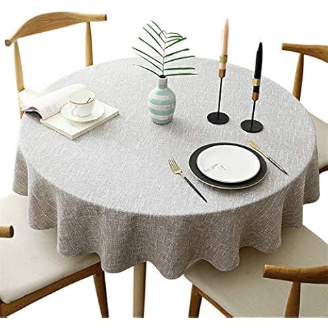 Schwere Runde Tischdecke, Dekorative Einfarbige Tischdecke, Baumwoll Leinen Tischdecke für Küche Cover