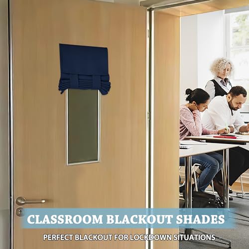 RYB HOME Classroom Door Window Cover, Blackout Shades for Classroom Windows and Doors Cover Lockdown Shades, Room Darkening Design Blocks Views, W 12 x L 30, 1 Panel, Navy