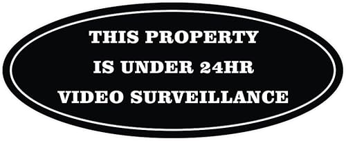 Miniatura 9 de Cartel de vigilancia oval PROPERTY UNDER 24HR - NegroDorado - Mediano (1 unidad)
