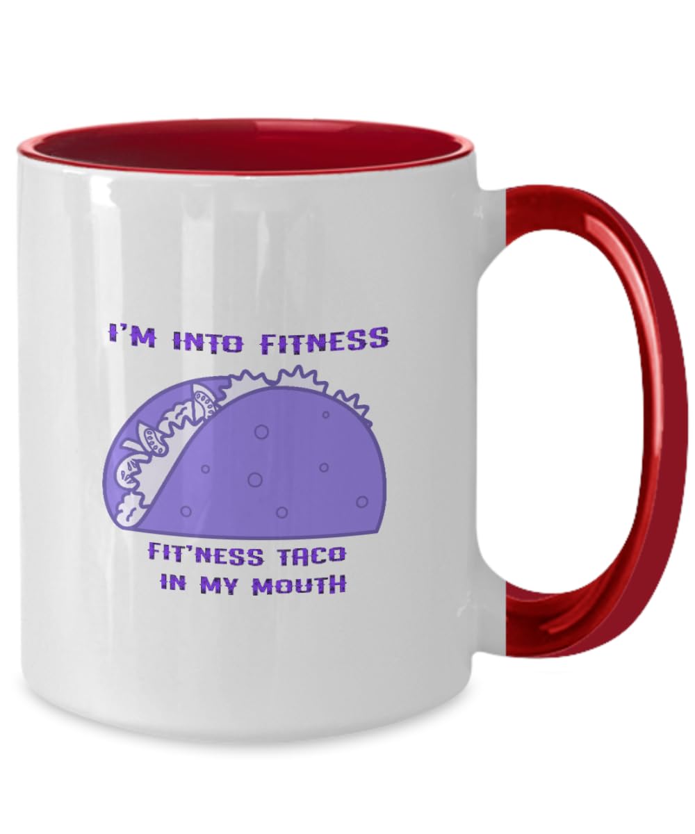 AMISK CREATIVES Funny Taco Mug, Im Into Fitness Taco Kitchen, Fitness Funny Taco Themed Saying Gym Gift Two Tone