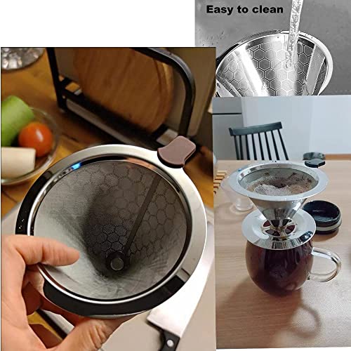 Pour Over Coffee Dripper, Reusable Coffee Filter Durable Stainless Steel Holder Mesh Funnel Baskets Coffee Filter - Image 4