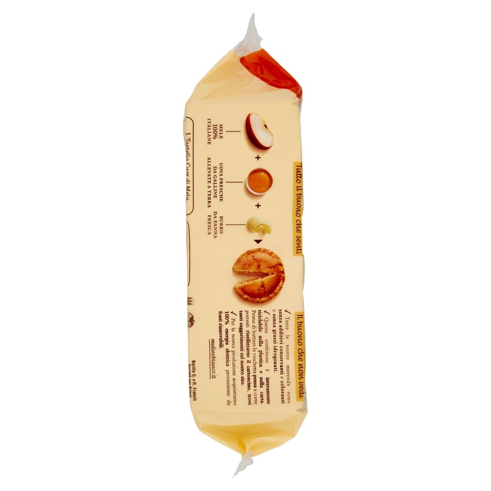 4x Mulino Bianco Tartelle Cuor di Mela - Törtchen, Mürbeteig mit 100% Italienischen Äpfeln - Kuchen Süßer Snack 288g (Jede Packung enthält 6 Snack) + Beni Culinari Kostenloser Schlüsselanhänger