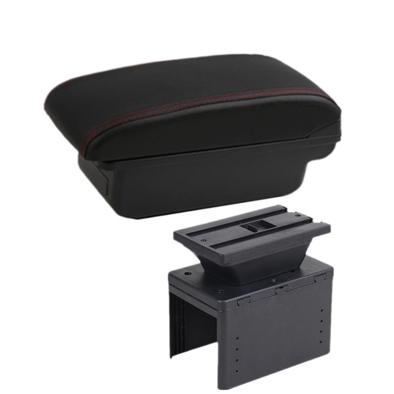POZMNGTI Armrest Compartment Universal Car Armrest Box Universal Model Armrest Car Accessories Storage Box Retrofit Parts(A1 Black red NO USB)