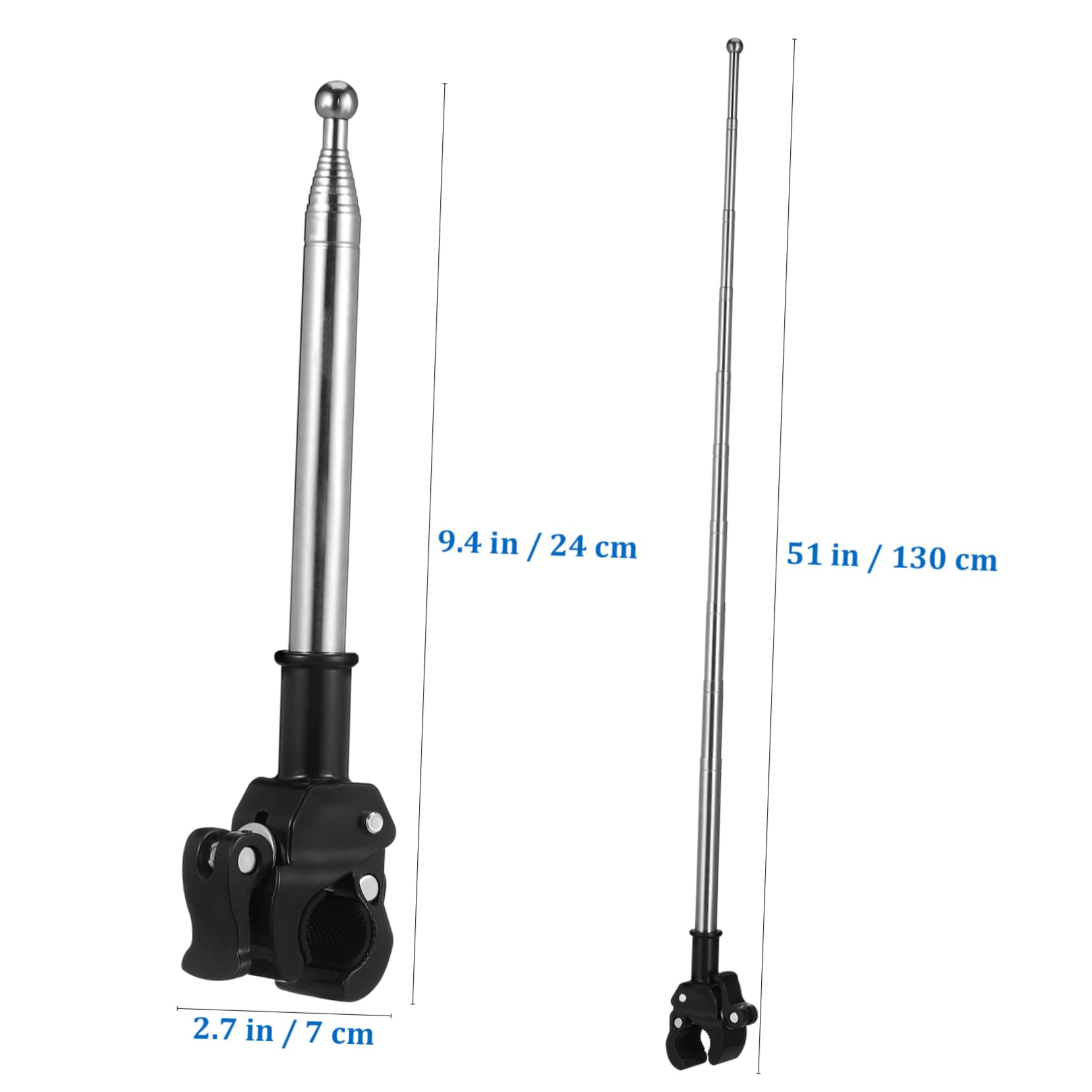 PRETYZOOM 3 Series Asta De Bandera del Vehículo Motocicleta Exterior Poste De Bandera De Manillar De Bicicleta Asta De Bandera De Seguridad del Manillar El Plastico Negro 2 Piezas X 3