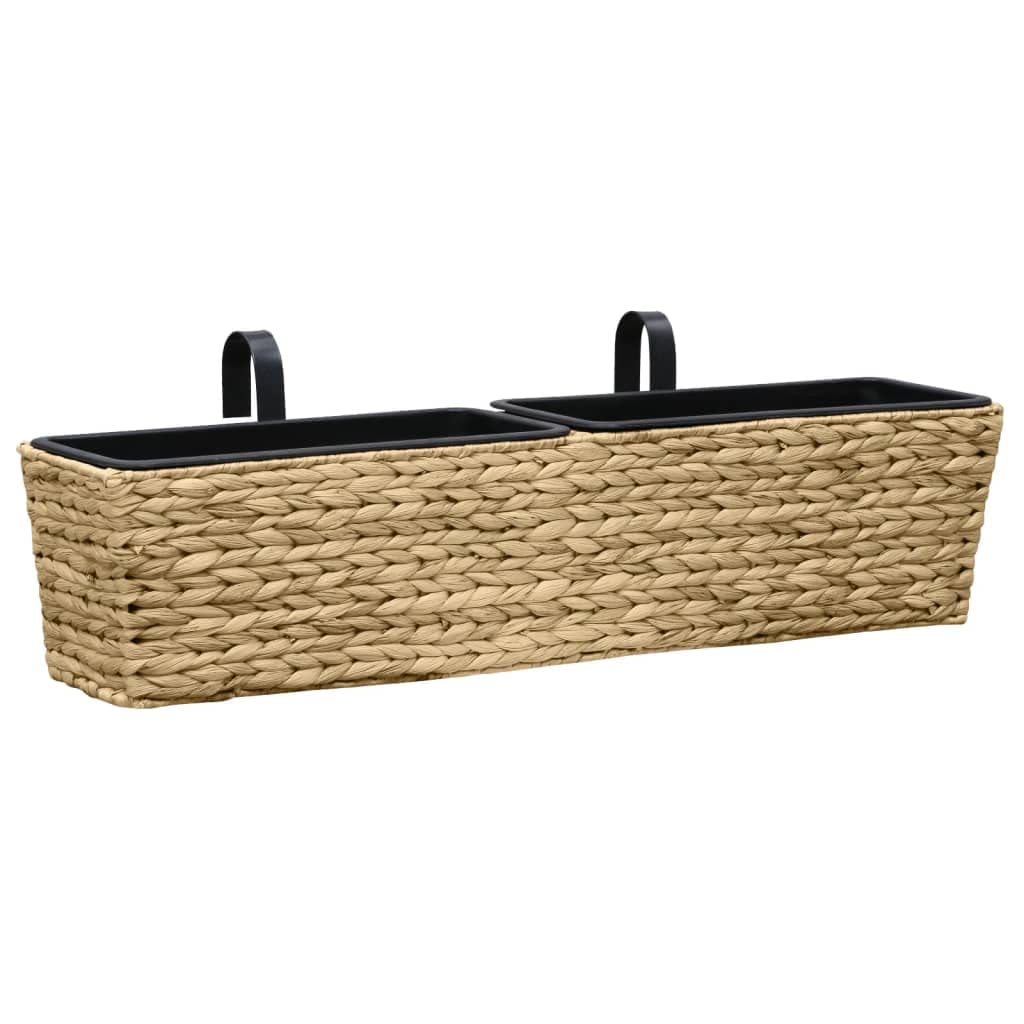 Jacinto de agua, caja de flores, 2 piezas, 80 x 20 x 18 cm, con 4 macetas extraíbles, para plantas de interior, juego de macetas sostenibles