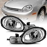 KEEKPO - For 2000 2001 2002 Dodge|Chrysler Neon Chrome Housing Headlights Headlamps Pair Set Replacement Left+Right