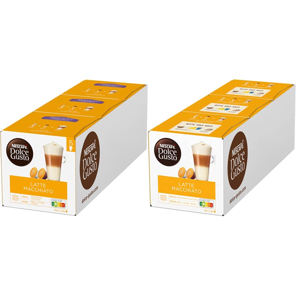 NESCAFÉ Dolce Gusto Latte Macchiato Vorratsbox 90 Kaffeekapseln (Aromatischer Espresso, 3-Schichten -Köstlichkeit aus feinem Milchschaum & Latte Macchiato, 48 Kaffeekapseln