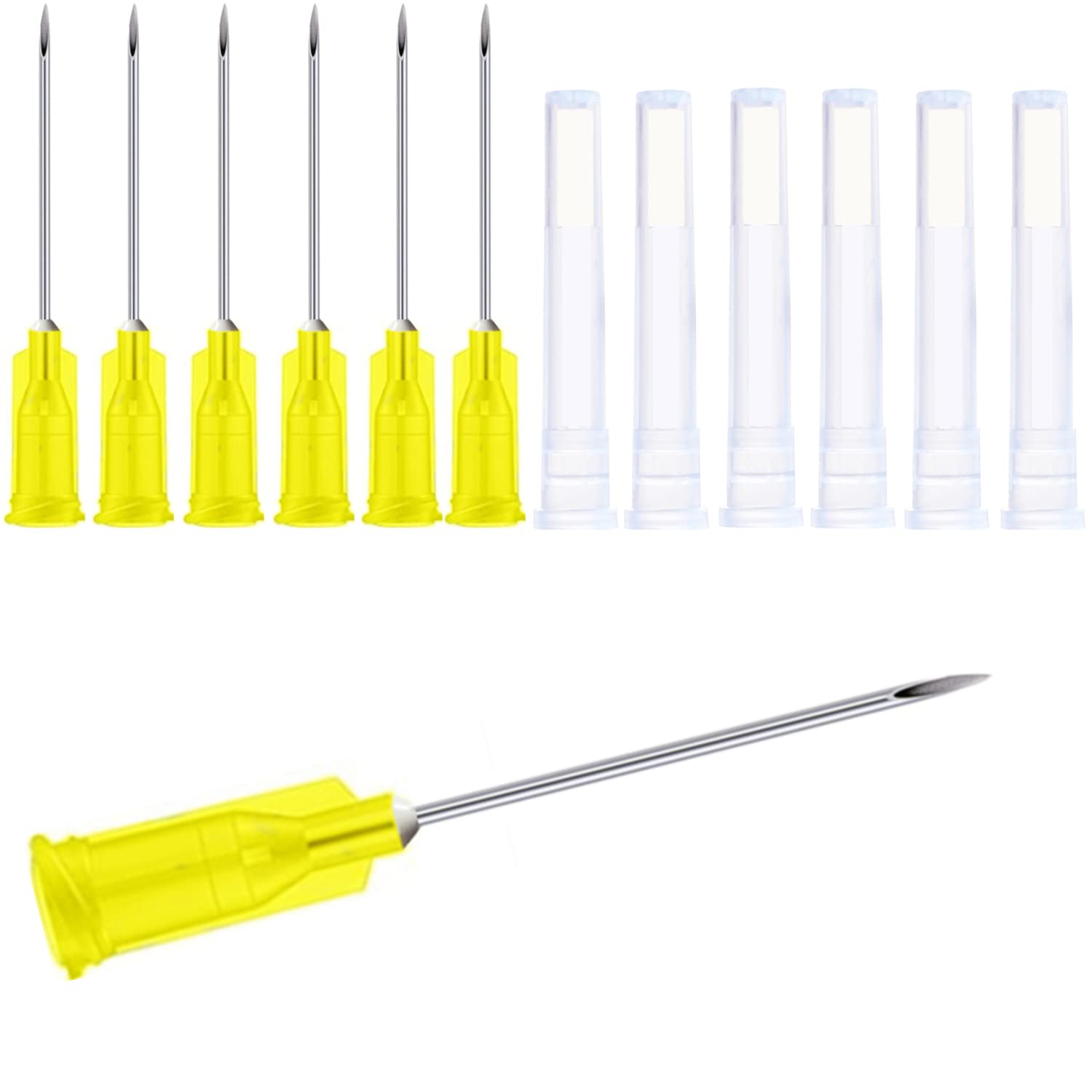 100Pack 20Ga 1Inch/25mm with Cap Dispensing Needla Accessories Disposable Lab Supplies, Individually Sealed Wrapped