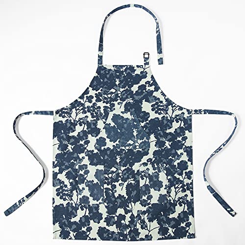 Image of HPD Half Price Drapes Aprons for Men Women with Large Pockets Adjustable Unisex PRTW-D48-AP Fleur Printed Cotton, 27 X 34 Inch, Fleur Blue