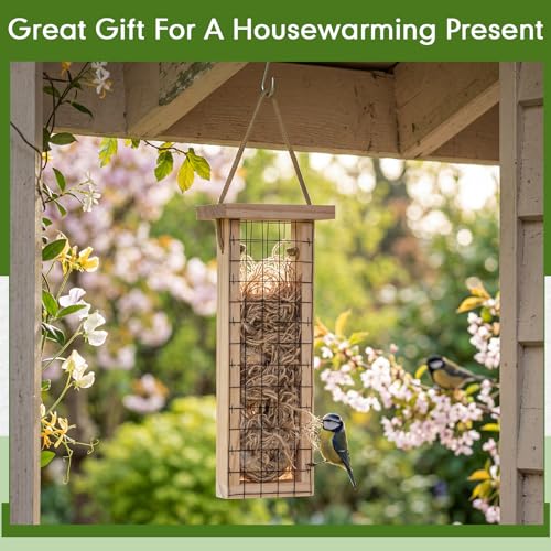Image of Menkxi 2 Pcs Bird Nesting Material, Hummingbird Nest, Natural Nesting Fiber Cotton, Refillable Nestings Accessories for Wild Bird, Enjoy Birds Gardening Outside, Garden Decoration Gifts (Grid Style)