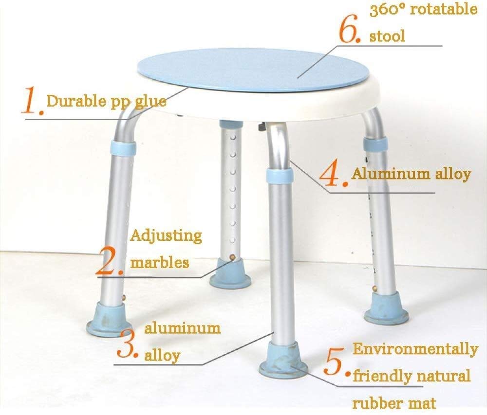 Home Essentials, Taburete de Ducha Giratorio de Ayuda Ajustable en Altura con Asiento Giratorio para Ancianos Discapacitados Minusválidos Max 150 Kg 12,7 Pulgadas 0110