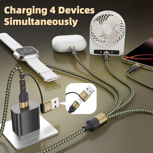 Image of 3 Type-C Ports 4 in 2 Multi Charging Cable for iWatch Charger / iPhone17-15