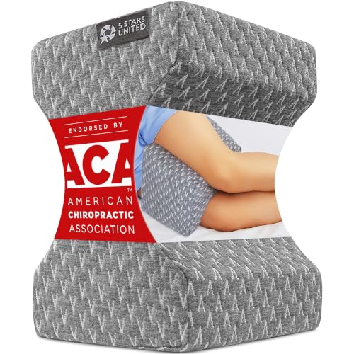 Image of 5 STARS UNITED Knee Pillow for Side Sleepers - Hip Pain Relief, Memory Foam Leg Cushion for Side Sleeping - Between Legs Pillow for Sciatica & Lower Back Pain, Gray