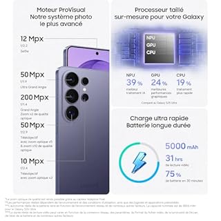 Samsung Galaxy S26 Ultra, Smartphone Android 5G avec Galaxy AI, 1 to, Chargeur Secteur Rapide 25W Inclus, Smartphone déverrouillé, Blanc, Version FR