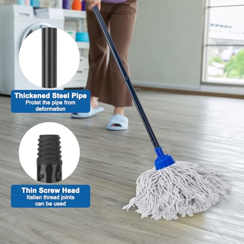 Kefanta Mop For Floor Cleaning,2 Pcs Cotton String Wet Mops Replacement Head Refill Compatible With Microfiber Cloth Mop & 0.8 Inch Diameter Mop Handle thumb #1