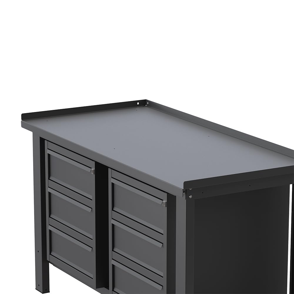 SOGI X3N_108A - Banco de trabajo de 1,5 m - tablero de acero - 3 + 3 cajones - gris antracita