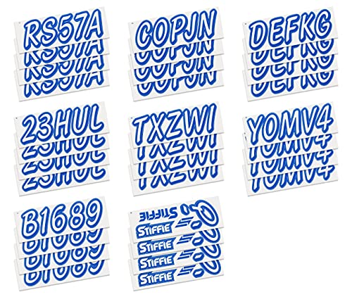 Image of Whipline Solid White /Blue 3 inch Alpha-Numeric Registration Identification Numbers Stickers Decals for Boats & Personal Watercraft