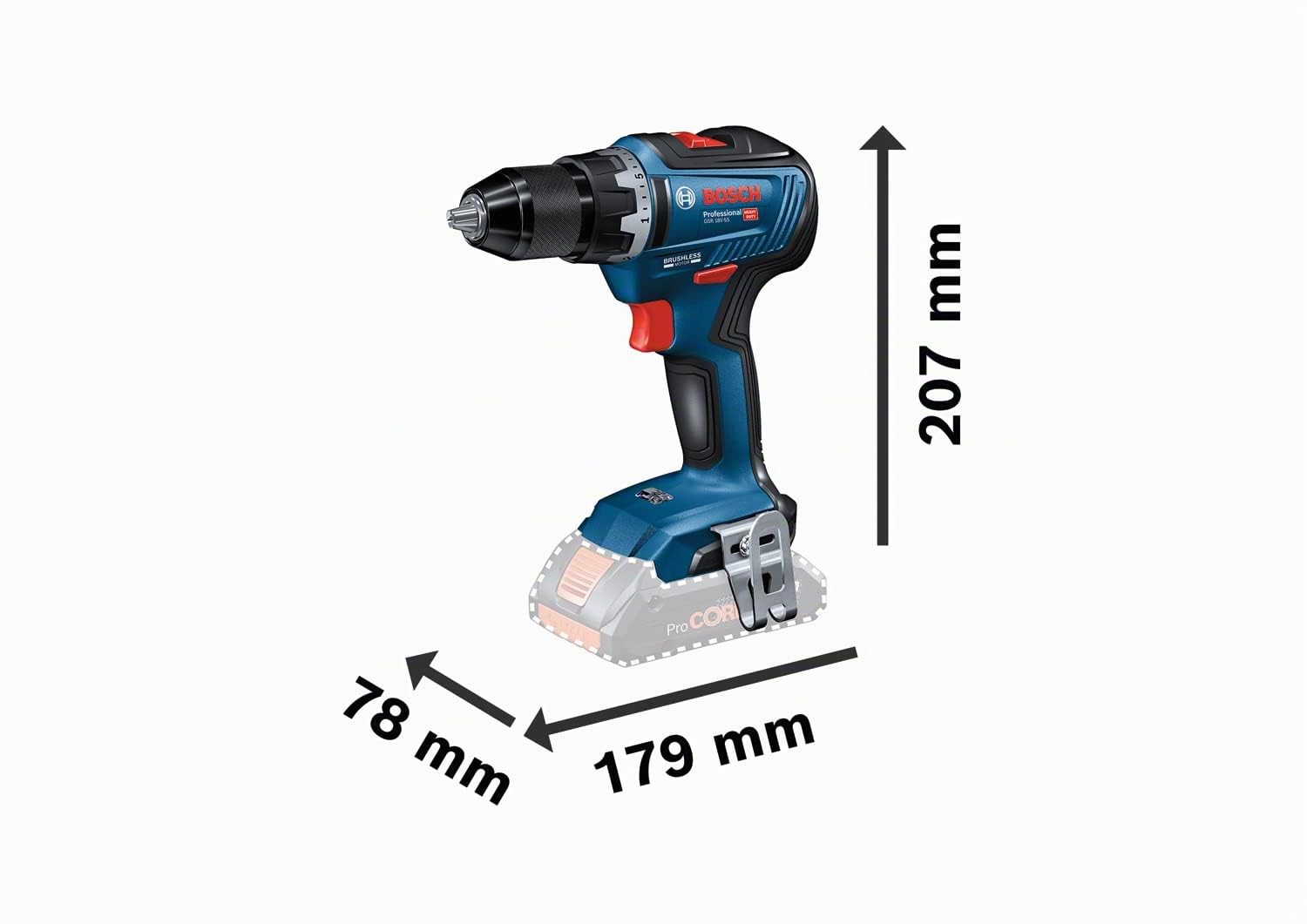 Bosch Professional 18V System perceuse-visseuse sans-fil GSR 18V-55 (couple max. 55 Nm, régime à vide 1 800 tr/min)