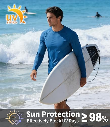 Image of ZITY 5 Pack Long Sleeve Shirts for Men UPF 50+ Sun Protection Fast Dry Lightweight Fishing Swim Rash Guard Workout Shirt