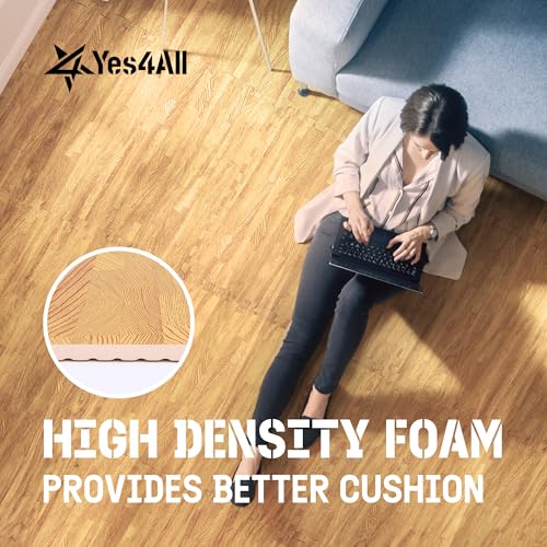 Image of Yes4All EVA Interlocking Mats, Puzzle Floor Tiles, Foam Floor Padding with Border for Furniture, Home Space, Living Room, Garage 11,22,32 SQFT