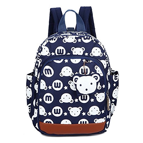 MCUILEE Mochila Infantil Bolsa de Escuela PequeñA Bebes Guarderia Azul Oscuro
