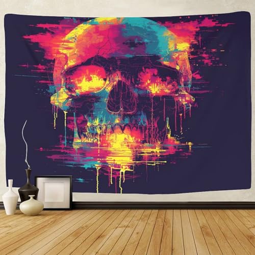 Couverture murale imprimée tête de mort 3D en polyester pour salon