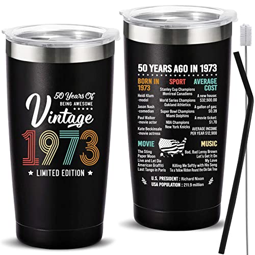 Lejiajinw 50Th Birthday Gifts For Women Or Men, Turning 50 Year Old Birthday Gifts, 50S Birthday 50Th Anniversary Decorations 50Th Fiftieth Presents Tumbler Cup #TOP8