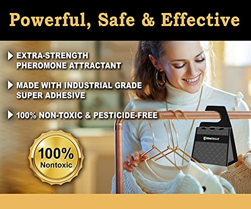 Maxguard Clothes Moth Traps (6+2 Free Traps) With Extra Strength Pheromones | Non-Toxic Sticky Glue Trap For Closets And Carpet Moths | No Mothballs | Lure, Trap And Kill Case-Bearing Webbing Moths | #TOP3