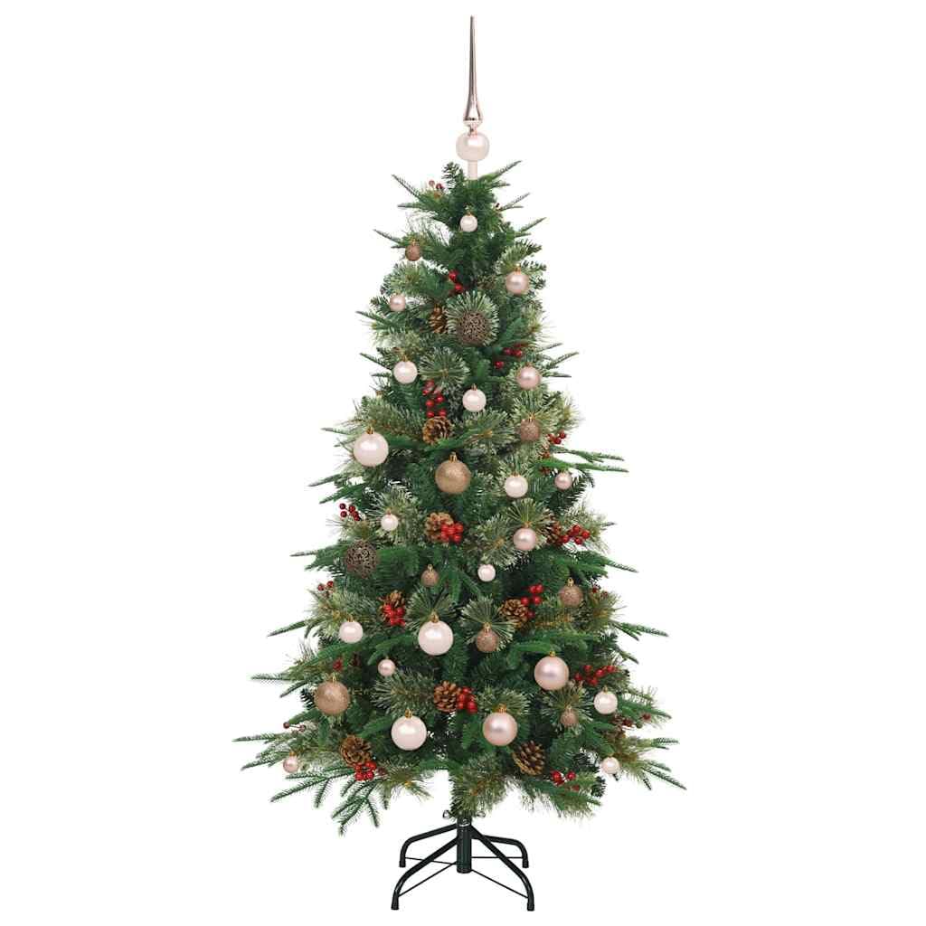 Sztuczna składana choinka, zielona, 150 cm, PE i PCW, z 150 diodami LED, ciepła biel, zasilana przez USB, do użytku wewnątrz i na zewnątrz, świąteczna dekoracja