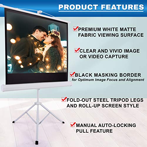 Pyle 40-Inch Portable Projector Screen with Tripod Stand - Lightweight and Durable Movie Projector Screen, Easy Pull Setup, 4:3 Aspect Ratio, Perfect for Indoor/Outdoor Use, Schools & Conferences by Pyle - Image 6
