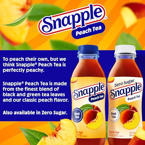 Image of Snapple Zero Sugar Peach Tea, 16 fl oz recycled plastic bottle, 6 pack