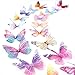 Haoh 50 Stücke 3D Schmetterlinge Farbverlauf Organza Stoff Schmetterling Durchscheinender Chiffon Schmetterling DIY für Wandschmuck Wandtattoo Kopfbedeckungen Schmuck Kleidung