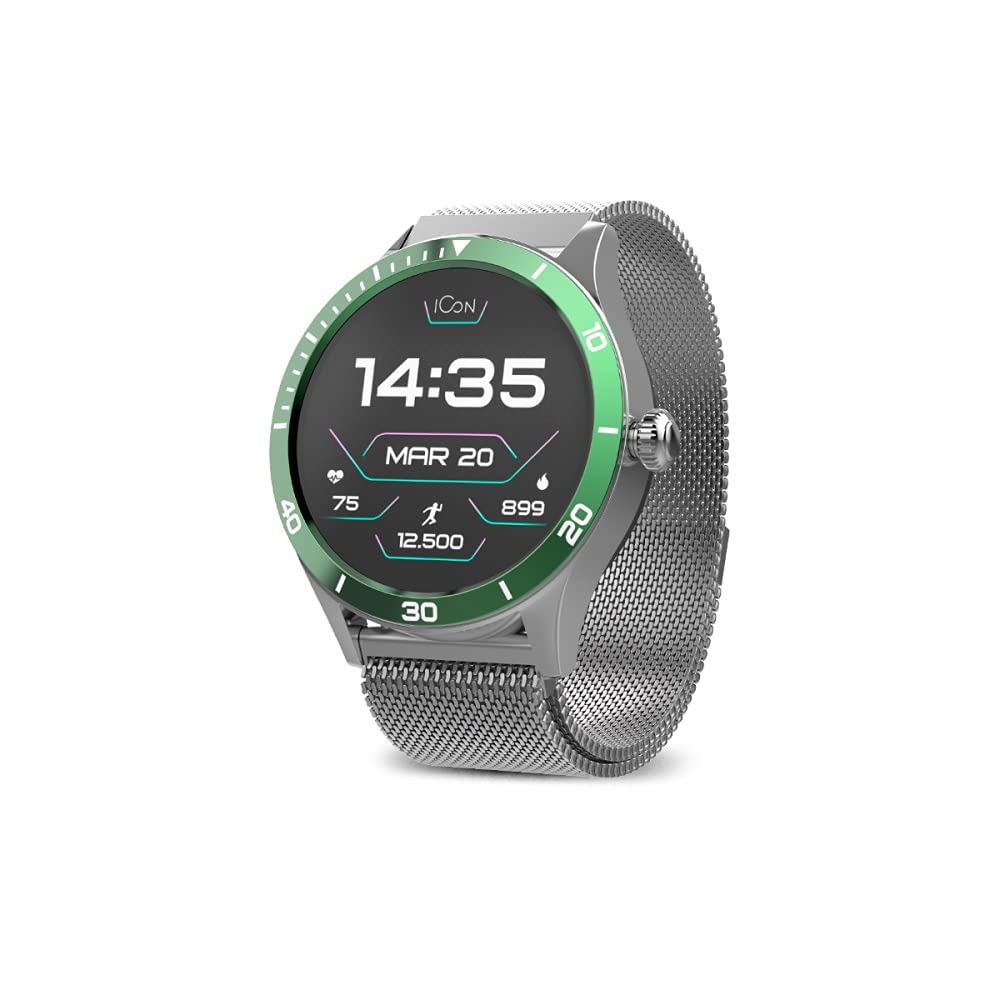 FOREVER Smartwatch AMOLED ICON II AW-110 dodatkowy pasek, wyświetlacz 1,3" 360 x 360 pikseli, IP68, Bluetooth v 5.1, czas czuwania 10 dni, akumulator litowo-jonowy 310 mAh, czas ładowania 2 godziny