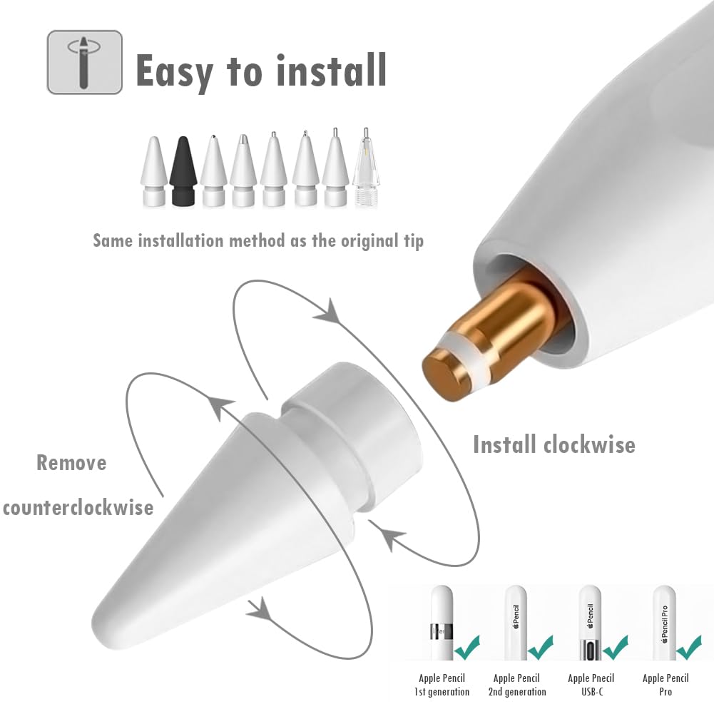 SIXFU 8 stili punte Apple Pencil Pro Tips compatibili iPad USB-C 1a 2a generazione accessori