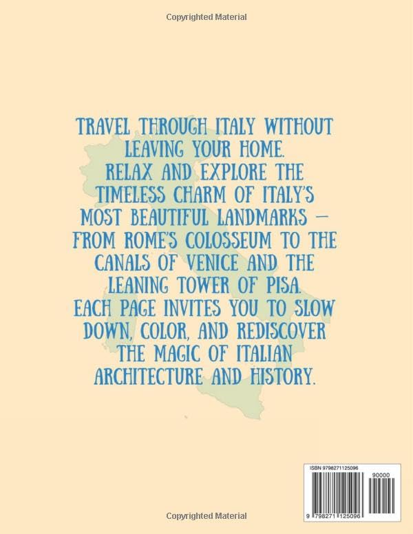 Coloring Italy: A Travel-Inspired Adult Coloring Book of Italian Architecture: Featuring the Colosseum, Pisa Tower, Venice, Florence, Rome & More | Perfect for Stress Relief and Travel Lovers - Image 2