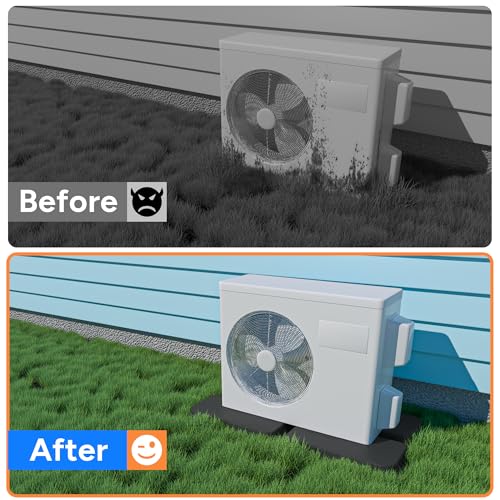 Image of Mini Split Pad for Condenser: Ground Base for Air Conditioner Outdoor Condenser Units, Plastic Equipment Pad for Ductless Minisplit Heat Pump Systems HAVC, Gray, 34.6 inch x 18.1 inch x 2 inch