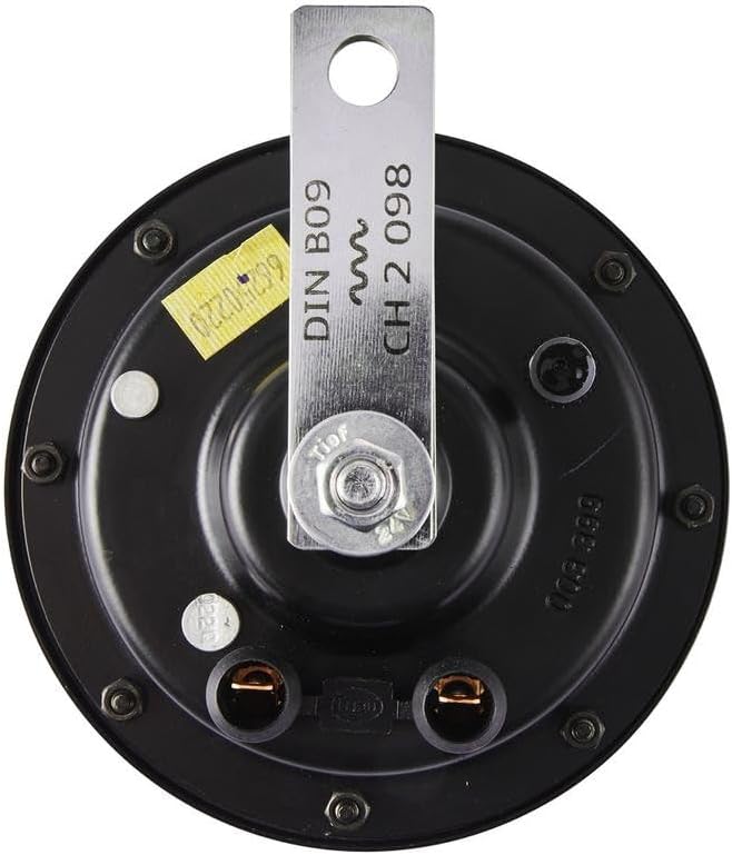 HELLA 3AG 003 399-101 Air Horn - B133-24V - 118dB(A) - Frequency Range: 375Hz/500Hz - Loud Tone - Housing Colour: Black - Flat Plug-in Connector - Quantity: 2 - Set