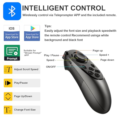 Image of 9.3 inch Teleprompter for Phone & Camera, with APP, Remote Control